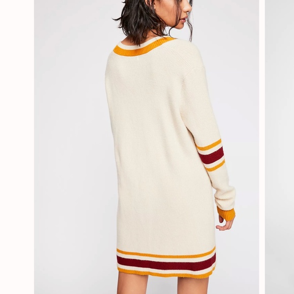 For Love and Lemons Ivy League Sweater Dress Cream with Maroon & Gold Stripes XS - Picture 14 of 15